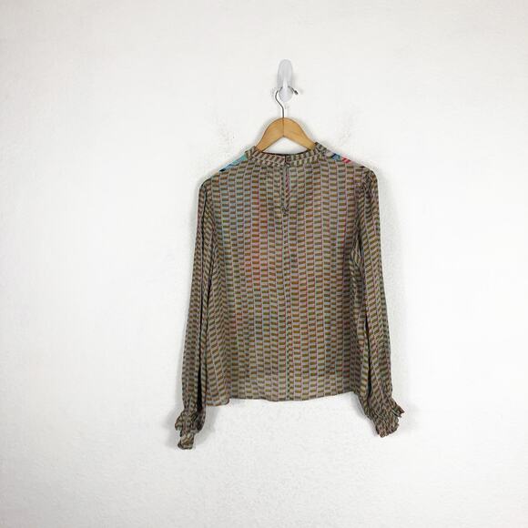 Anthropologie Conditions Apply Retro Peasant Blouse XS Colorful Balloon Sleeve - Picture 12 of 13